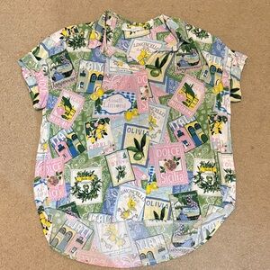 Jane and Delancey Italy Label Print Women’s Short-Sleeve Top Medium